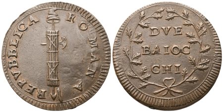 ROMA. I Repubblica Romana (1798-1799). 2 Baiocchi; Cu (17,32 g; 35 mm)