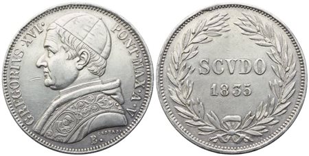 STATO PONTIFICIO. Bologna. Gregorio XVI (1831-1846). Scudo 1835 – Anno V; Ag (26,85 g; 