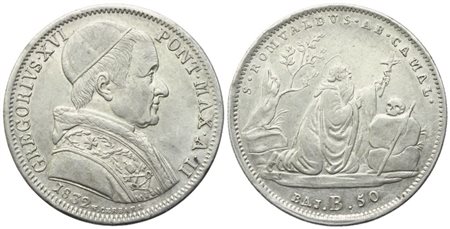 STATO PONTIFICIO. Bologna. Gregorio XVI (1831-1846). 50 Baiocchi 1832; Ag (13,21 g;