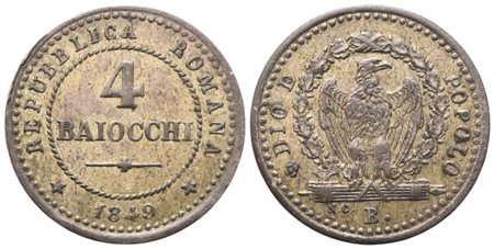 BOLOGNA. Seconda Repubblica Romana (1848-1849). 4 Baiocchi 1849; Mi (1,86 g; 17,3 mm)