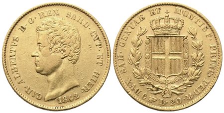 TORINO. Regno di Sardegna. Carlo Alberto (1831-1849). 20 Lire 1842; Au (6,45 g; 20,8 mm)