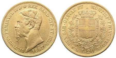 GENOVA. Regno di Sardegna. Vittorio Emanuele II (1849-1861). 20 Lire 1857; Au (6,43 g; 20,6 mm)