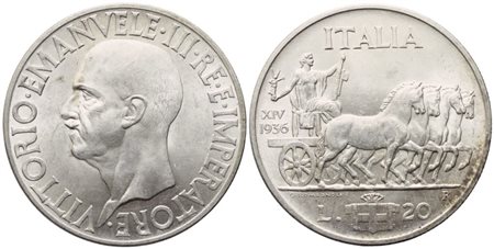 REGNO D'ITALIA. Vittorio Emanuele III (1900-1943). 20 Lire "Impero" 1936; Ag (20 g; 35,2 mm)