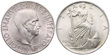REGNO D'ITALIA. Vittorio Emanuele III (1900-1943). 10 Lire "Impero" 1936; Ag (10 g; 26,6 mm)