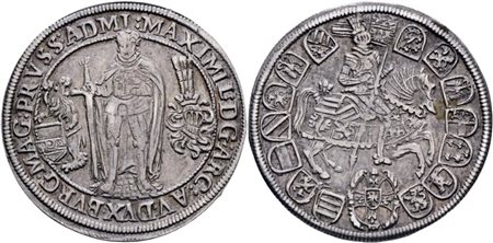 GERMANIA. Ordine teutonico. Massimiliano I d'Austria Gran Maestro. 1/4 di tallero s.d. (c. 1615); Ag (6,90 g)