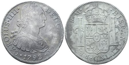 MESSICO. Carlo IV (1788-1808). 8 Reales 1792; Ag (25,03 g; 38 mm)