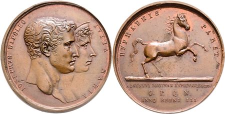 NAPOLI. REGNO DELLE DUE SICILIE. Giuseppe Napoleone (1806-1808). Medaglia 1808 per l'arrivo a Napoli della regina Giulia Maria; Æ (41,6 mm)