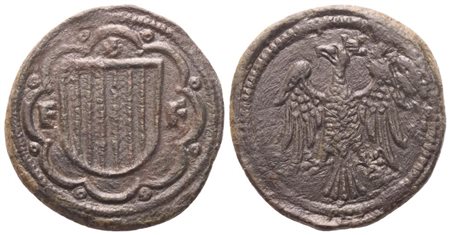 SICILIA. Periodo Aragonese. Peso monetale per pierreale d'argento (XIX sec.); Æ (3,07 g;18,5 mm) 