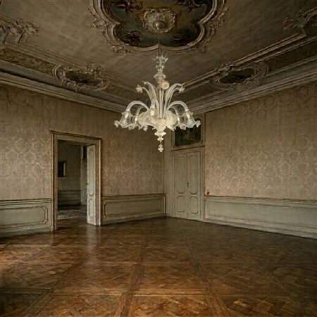 Lampadario in vetro di Murano a 6 luci in vetro trasparente