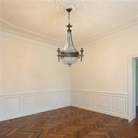 Lampadario con brindoli a pallini in vetro