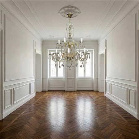 Lampadario in vetro trasparente e brindoli