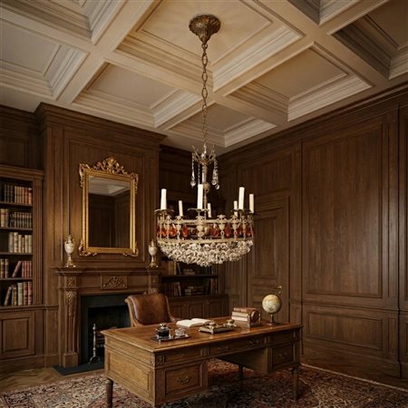 Lampadario a 11 luci in ferro battuto con brindoli