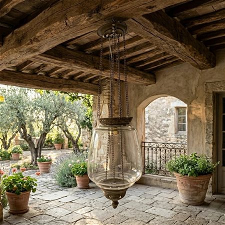 Lume a sospensione in vetro detto "minna di vacca" (mammella di mucca)