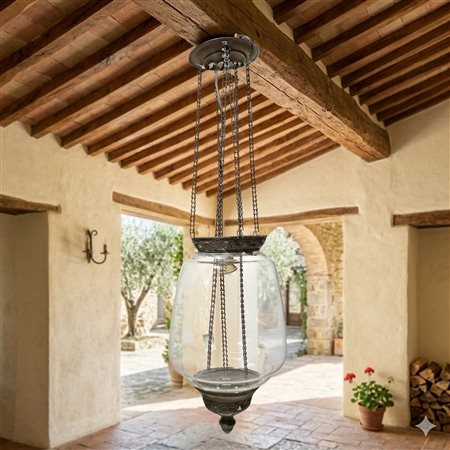 Lume in vetro e ottone, Early 20° secolo