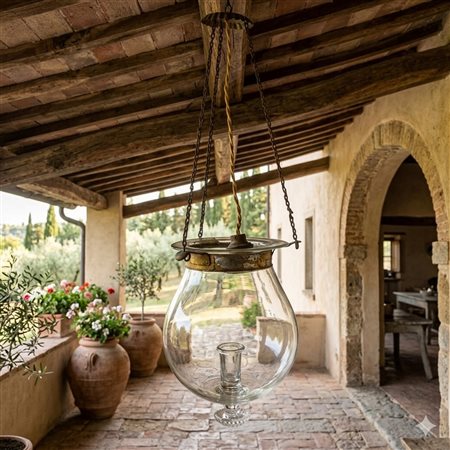 Sospensione in vetro di Murano soffiato a mano portacandela