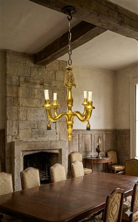 Antico lampadario in legno dorato a foglia, Sicily, 18° secolo