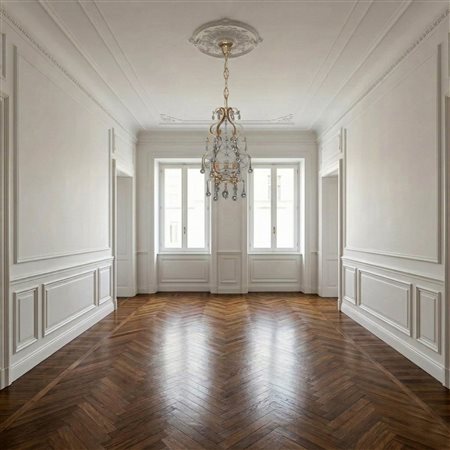 Lampadario a 3 luci in metallo dorato con gocce in vetro di Murano