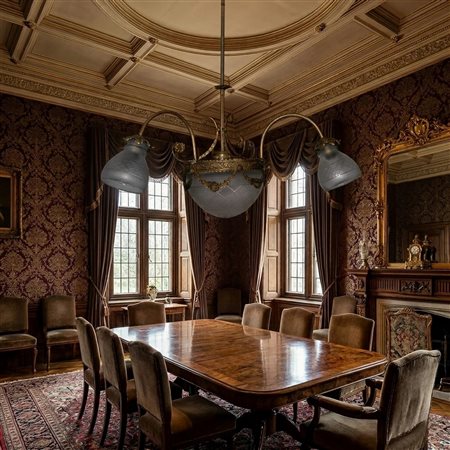 Lampadario a tre bracci con coppa centrale in vetro, Early 20° secolo