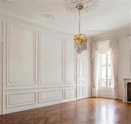 Lampadario a 3 luci con canule di vetro, Liberty