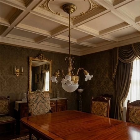 Lampadario a 4 luci in vetro a tulipano e coppa centrale