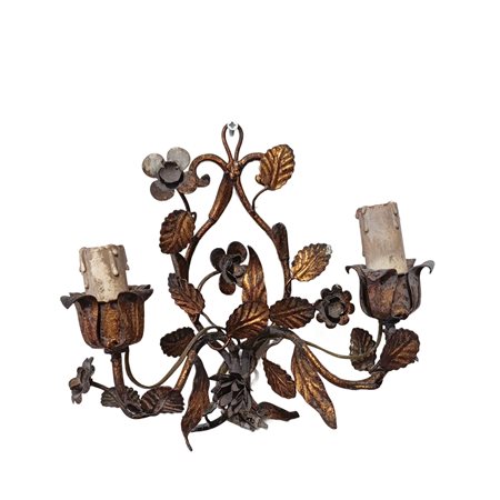 Applique a due luci in metallo dorato