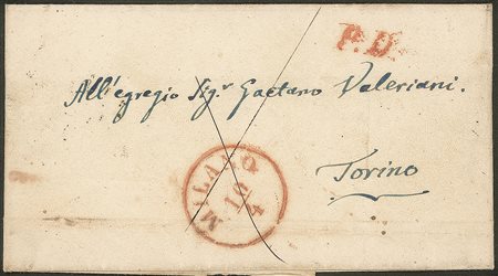 Antichi Stati Italiani - Lombardo Veneto - Milano (rosso - P.ti R2) + P.D.