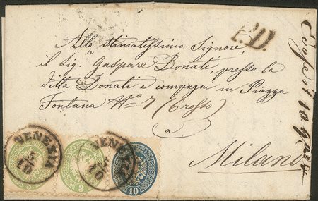 Antichi Stati Italiani - Lombardo Veneto - Bicolore - Coppia del 3 soldi (42) + 10 soldi (44)