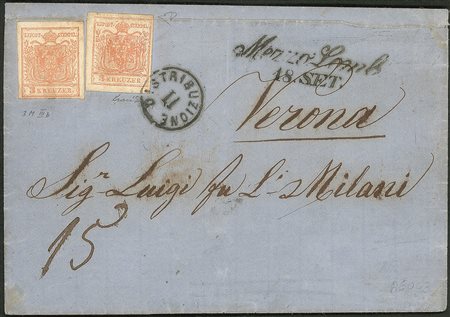 Antichi Stati Italiani - Lombardo Veneto - Territori italiani d'Austria - Mezzo Lombardo - 3 kreuzer (3M IIIb)