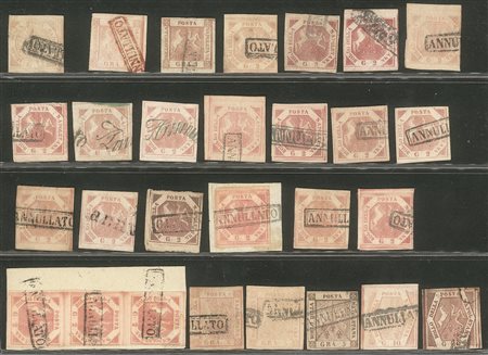 Antichi Stati Italiani - Napoli - 1858 - Insieme di 28 pezzi di 5 valori diversi