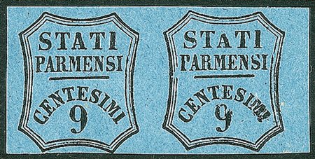 Antichi Stati Italiani - Parma - 1857 - Non Emessi - Coppia del 9 cent (2A/2Ab - segnatasse giornali)