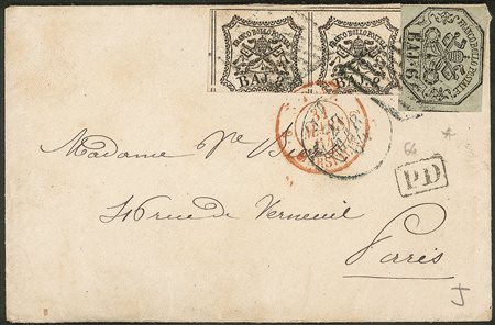 Antichi Stati Italiani - Stato pontificio - Bustina affrancata con 6 baj (7)