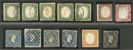 Antichi Stati Italiani - Sardegna - 1851/1861 - Insieme di 105 esemplari nuovi e usati del periodo