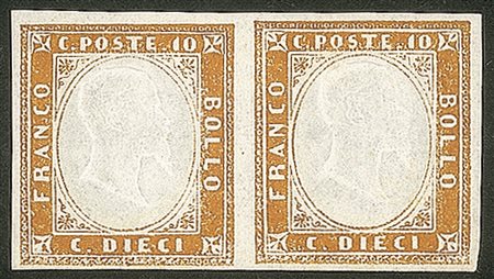 Antichi Stati Italiani - Sardegna - 1862 - 10 cent arancio ocra (14De)