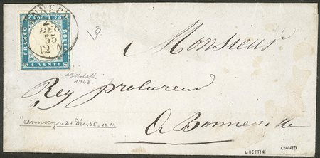 Antichi Stati Italiani - Sardegna - Bella letterina con 20 cent cobalto (15)