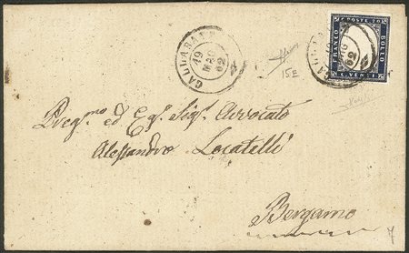 Antichi Stati Italiani - Sardegna - Lettera con 20 cent indaco (15E)