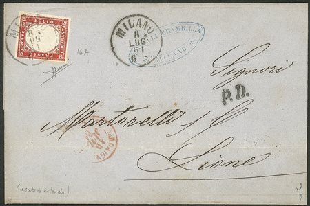 Antichi Stati Italiani - Sardegna - Fresco 40 cent rosso scarlatto (16A)