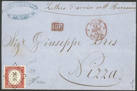 Antichi Stati Italiani - Sardegna - Lettera con 40 cent rosa vermiglio smorto (16Ea)