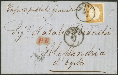 Antichi Stati Italiani - Sardegna - Bell'esemplare del 80 cent giallo arancio (17C)