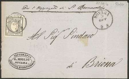 'Antichi Stati Italiani - Sardegna - Francobollo per stampati 2 cent grigio verdastro (20b)