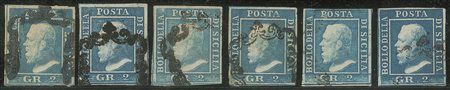 Antichi Stati Italiani - Sicilia - 1859 - Sei valori del 1 grano (8)