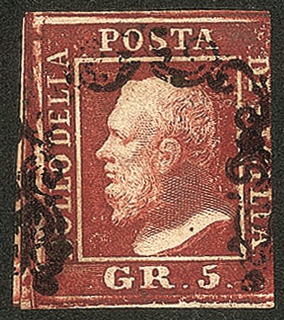 Antichi Stati Italiani - Sicilia - 1859 - 5 grana rosso brunastro (9d)