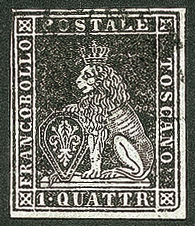 Antichi Stati Italiani - Toscana - 1851 - 1 quattrino nero su azzurro (1a)