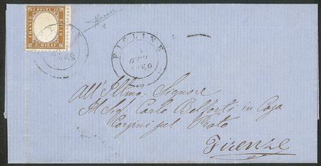 Regno - Vittorio Emanuele II - Lettera affrancata con 10 cent bistro giallastro (1)