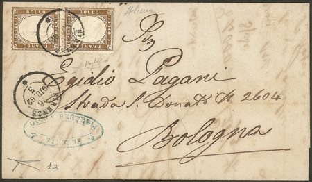 Regno - Vittorio Emanuele II - Coppia del 10 cent bistro oliva scuro (1a)