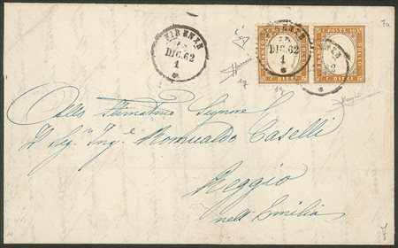 Regno - Vittorio Emanuele II - Coppia del 10 cent bistro arancio (1g)