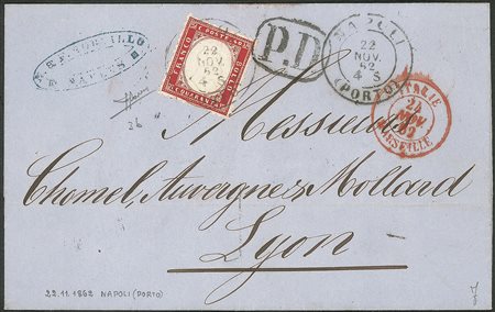 Regno - Vittorio Emanuele II - Napoli (Porto) - 40 cent rosso carminio vivo (3b)