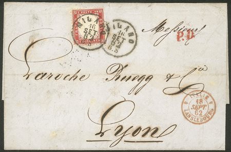 Regno - Vittorio Emanuele II - Esemplare del 40 cent rosso carminio (3pa)