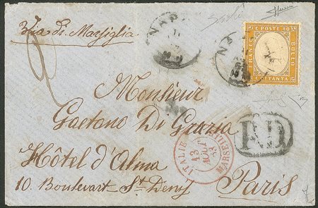 Regno - Vittorio Emanuele II - Esemplare dell' 80 cent giallo arancio (4)