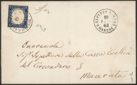 Regno - Vittorio Emanuele II - Esemplare del 15 cent indaco con riflessi violacei (11g)