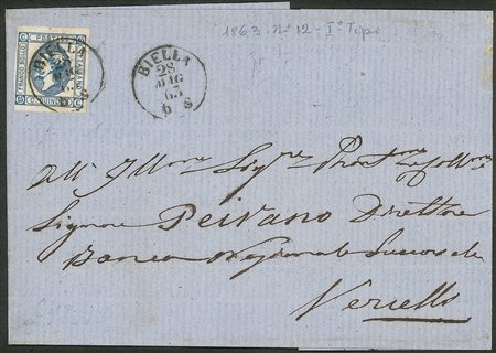 Regno - Vittorio Emanuele II - 15 cent litografico (12 + 13) I tipo + II tipo